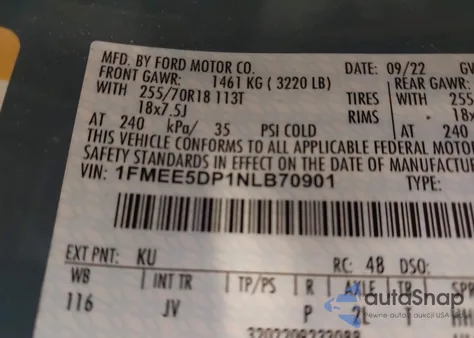 2022 Ford Bronco Outer Banks from USA, damaged, VIN 1FMEE5DP1NLB70901